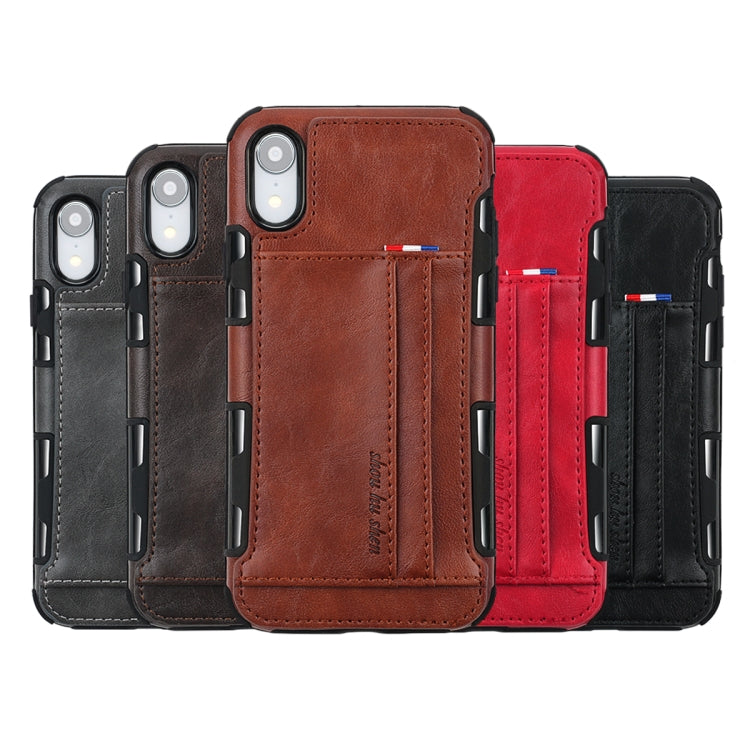 For iPhone XR PU + TPU Shockproof Protective Leather Case with Card Slots