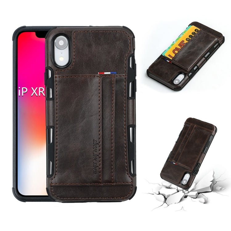 For iPhone XR PU + TPU Shockproof Protective Leather Case with Card Slots