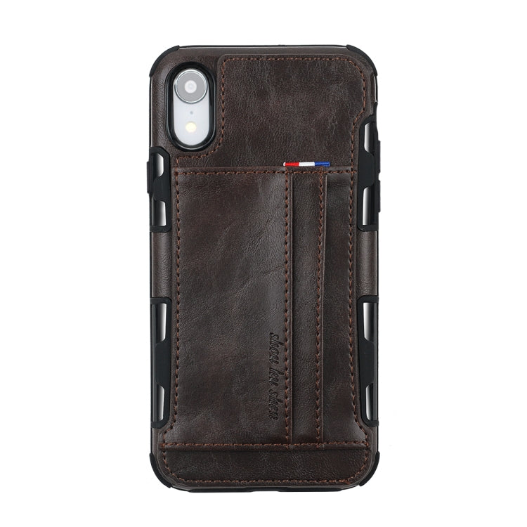 For iPhone XR PU + TPU Shockproof Protective Leather Case with Card Slots
