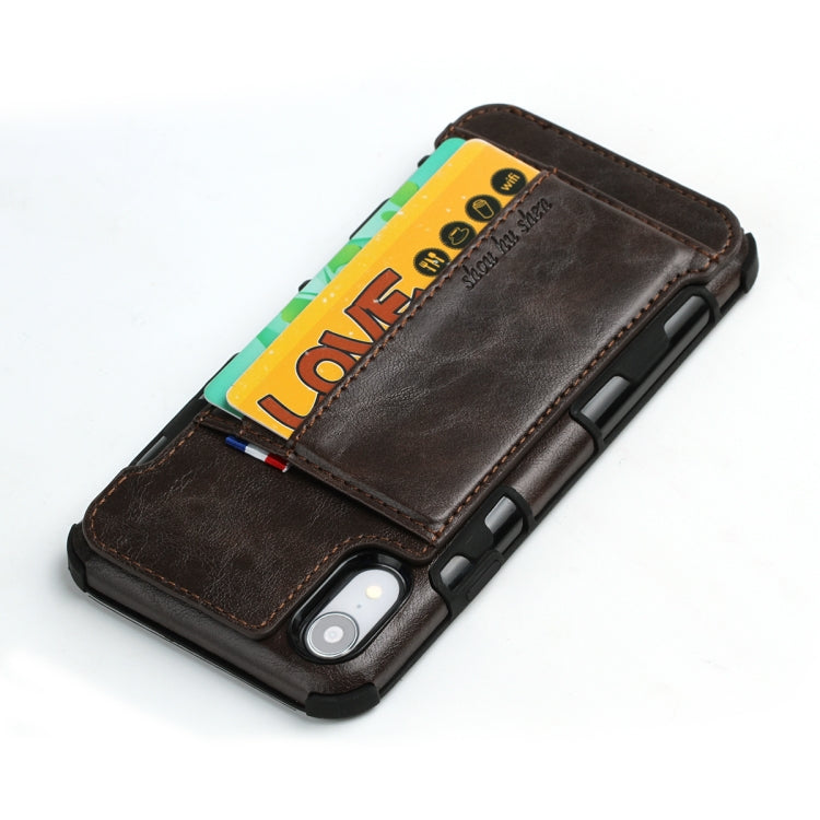 For iPhone XR PU + TPU Shockproof Protective Leather Case with Card Slots
