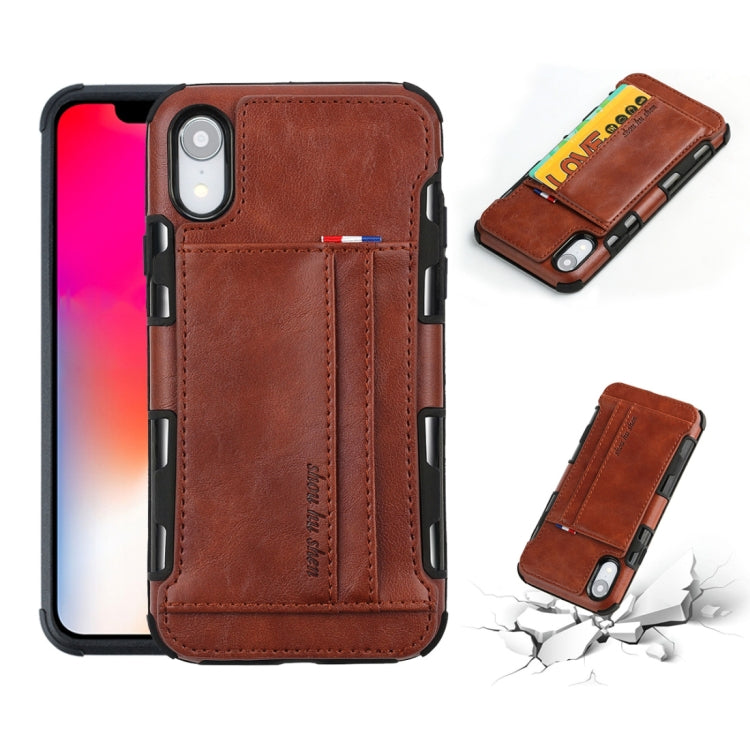 For iPhone XR PU + TPU Shockproof Protective Leather Case with Card Slots
