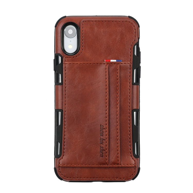 For iPhone XR PU + TPU Shockproof Protective Leather Case with Card Slots