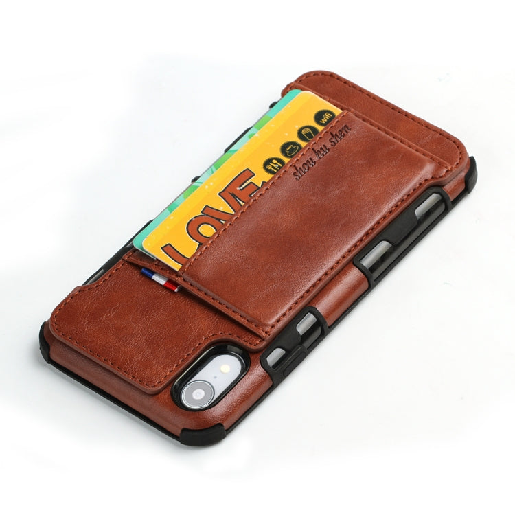 For iPhone XR PU + TPU Shockproof Protective Leather Case with Card Slots