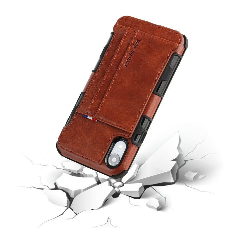 For iPhone XR PU + TPU Shockproof Protective Leather Case with Card Slots