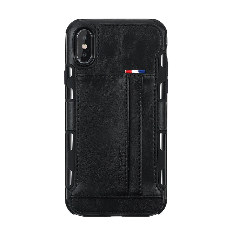 For iPhone XS Max PU + TPU Shockproof Protective Leather Case with Card Slots