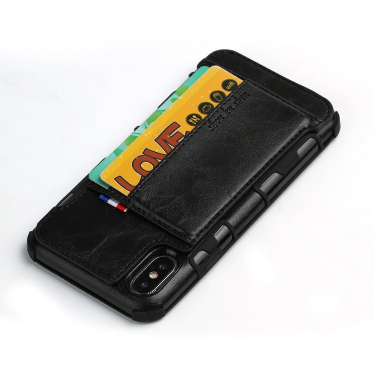 For iPhone XS Max PU + TPU Shockproof Protective Leather Case with Card Slots