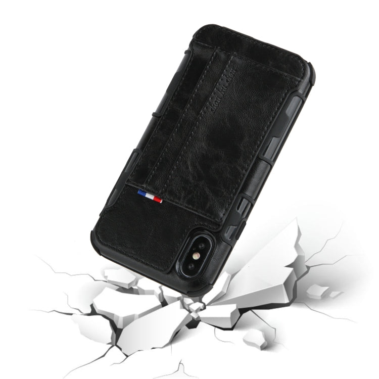For iPhone XS Max PU + TPU Shockproof Protective Leather Case with Card Slots