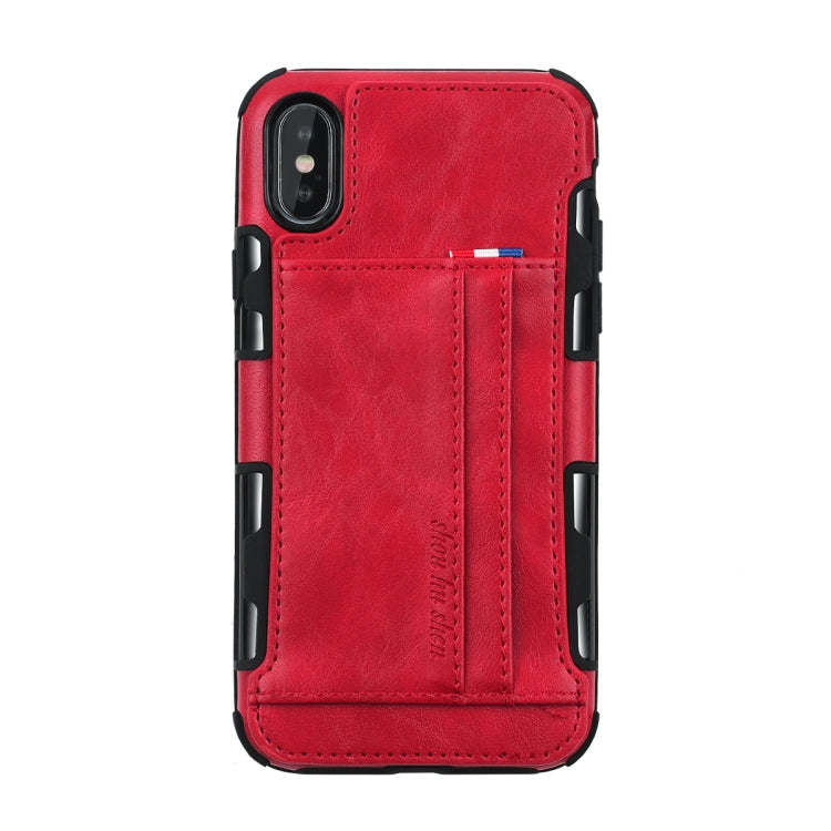 For iPhone XS Max PU + TPU Shockproof Protective Leather Case with Card Slots
