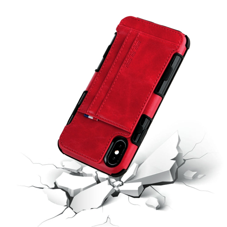 For iPhone XS Max PU + TPU Shockproof Protective Leather Case with Card Slots
