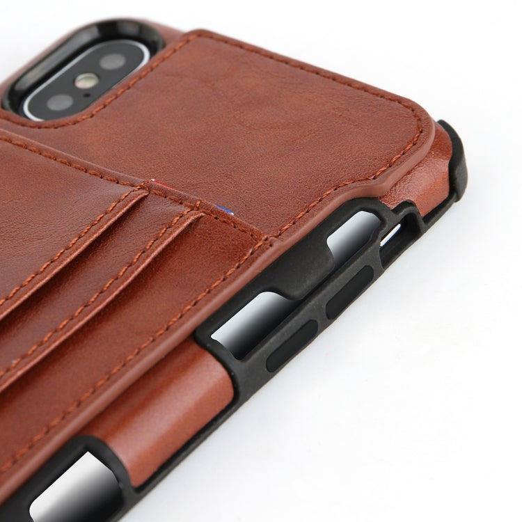 For iPhone XS Max PU + TPU Shockproof Protective Leather Case with Card Slots
