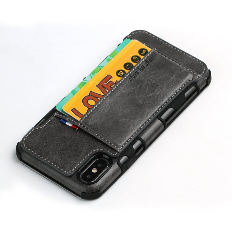For iPhone XS Max PU + TPU Shockproof Protective Leather Case with Card Slots