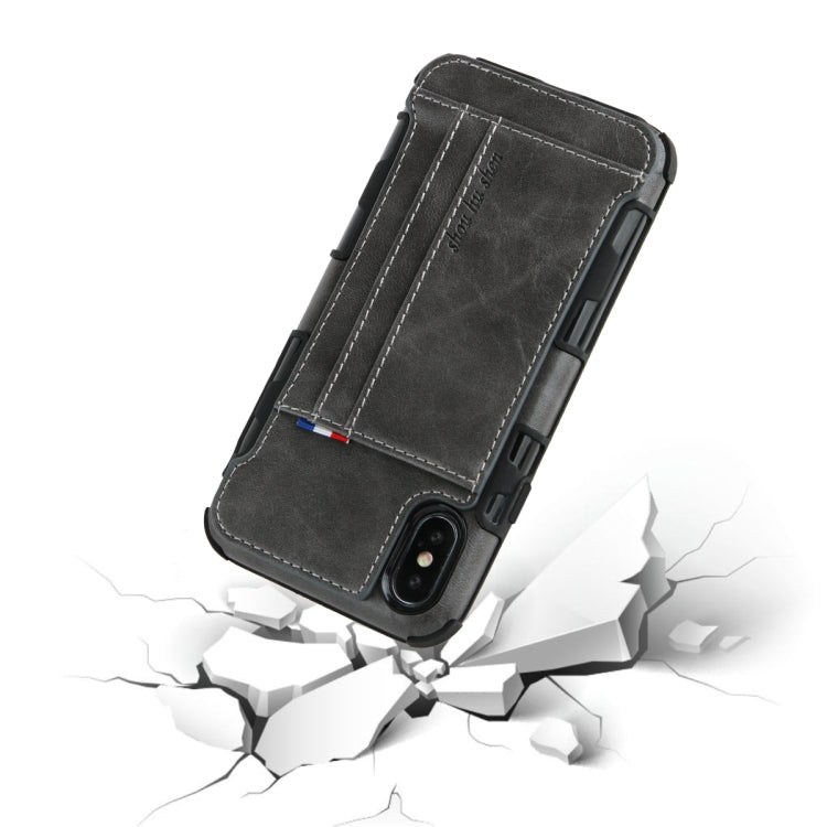 For iPhone XS Max PU + TPU Shockproof Protective Leather Case with Card Slots