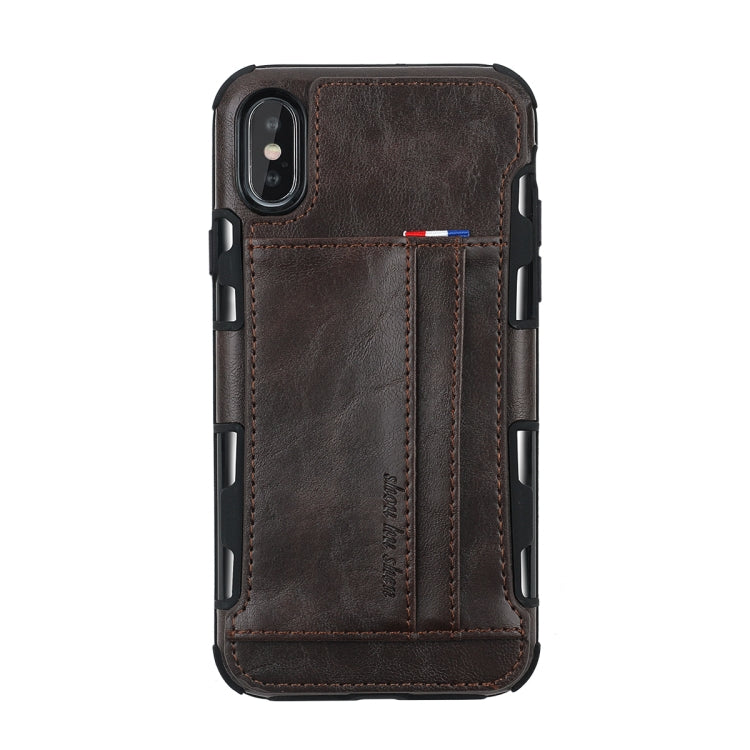 For iPhone XS Max PU + TPU Shockproof Protective Leather Case with Card Slots
