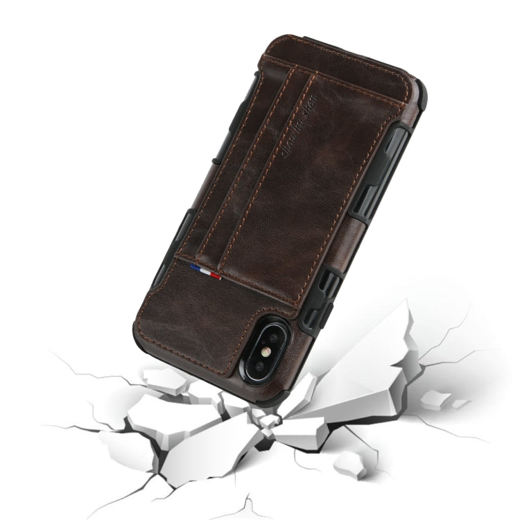 For iPhone XS Max PU + TPU Shockproof Protective Leather Case with Card Slots
