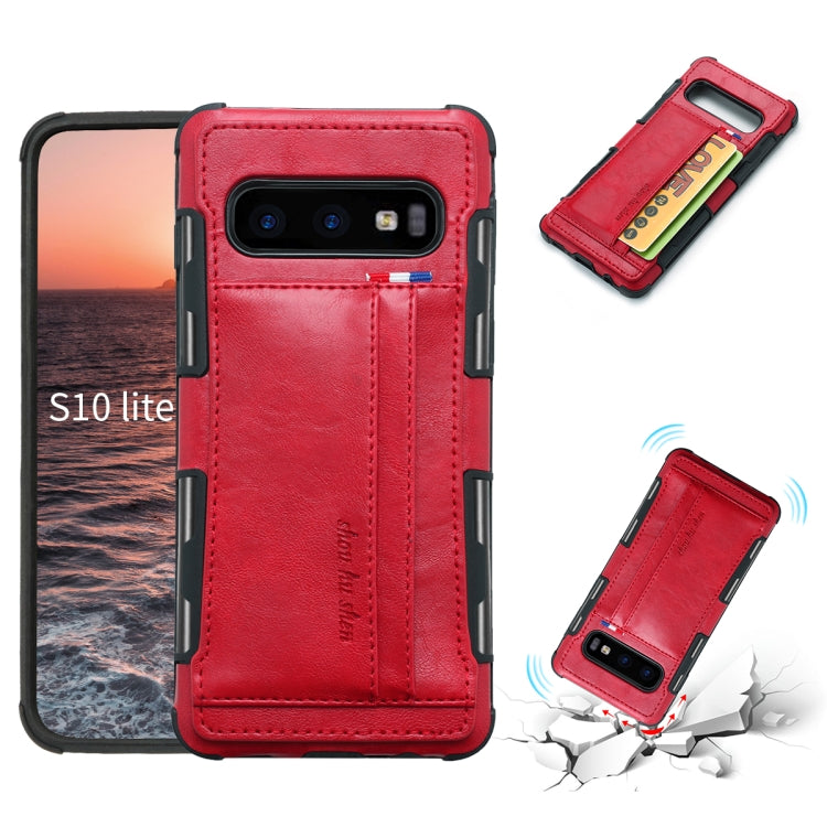 For Galaxy S10e PU + TPU Shockproof Protective Leather Case with Card Slots