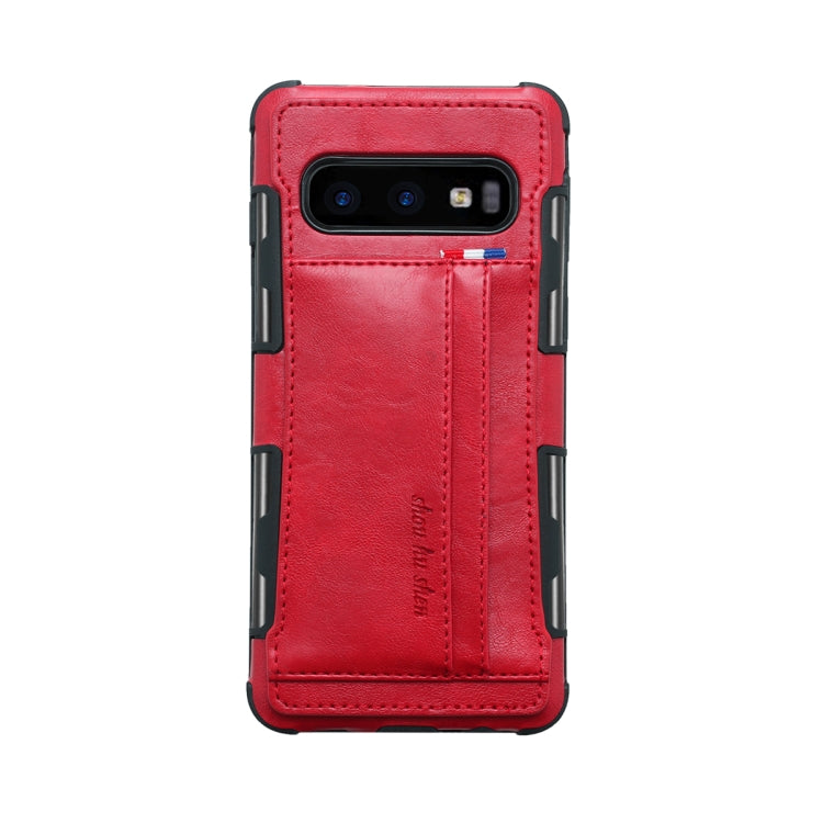 For Galaxy S10e PU + TPU Shockproof Protective Leather Case with Card Slots
