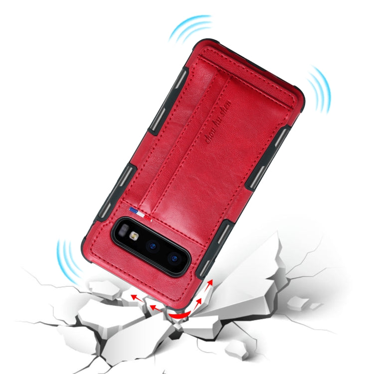 For Galaxy S10e PU + TPU Shockproof Protective Leather Case with Card Slots
