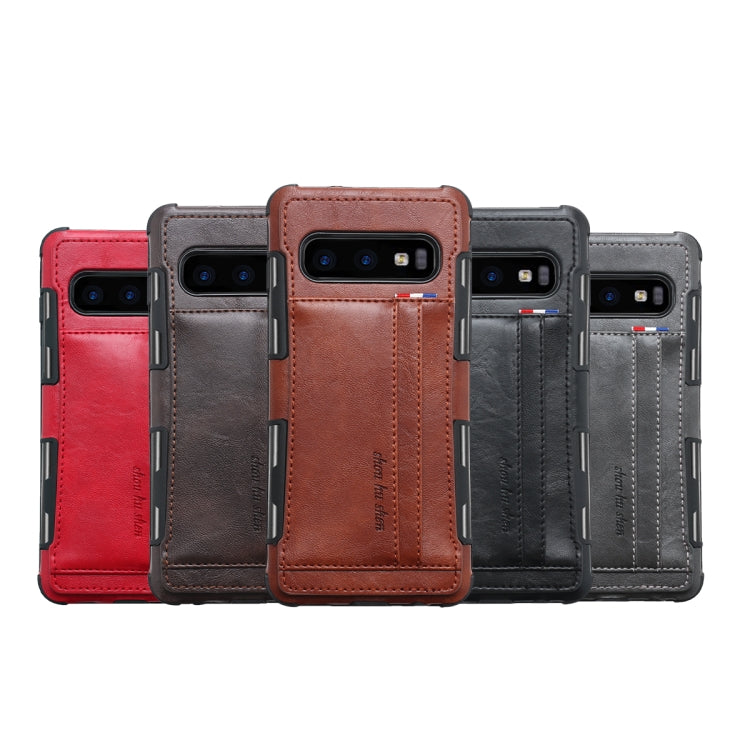 For Galaxy S10e PU + TPU Shockproof Protective Leather Case with Card Slots