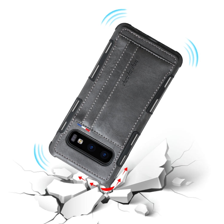 For Galaxy S10e PU + TPU Shockproof Protective Leather Case with Card Slots