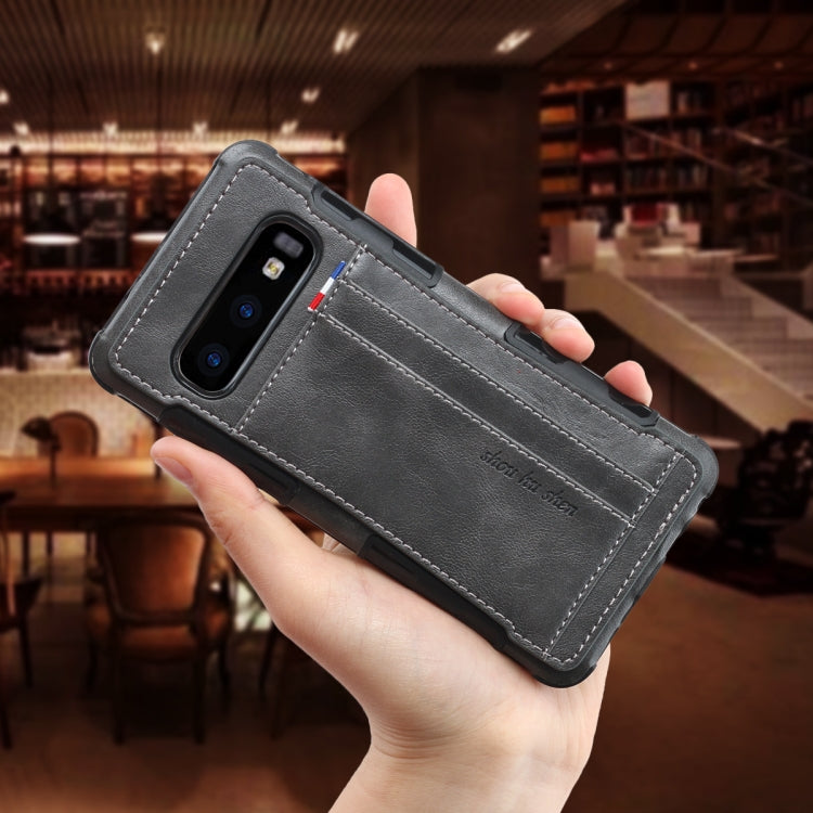 For Galaxy S10e PU + TPU Shockproof Protective Leather Case with Card Slots