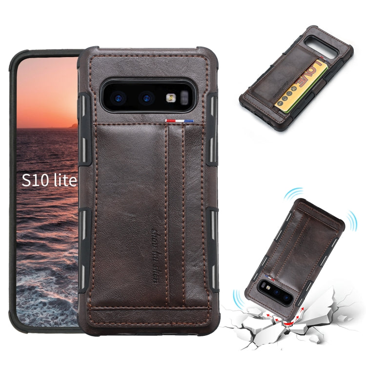 For Galaxy S10e PU + TPU Shockproof Protective Leather Case with Card Slots