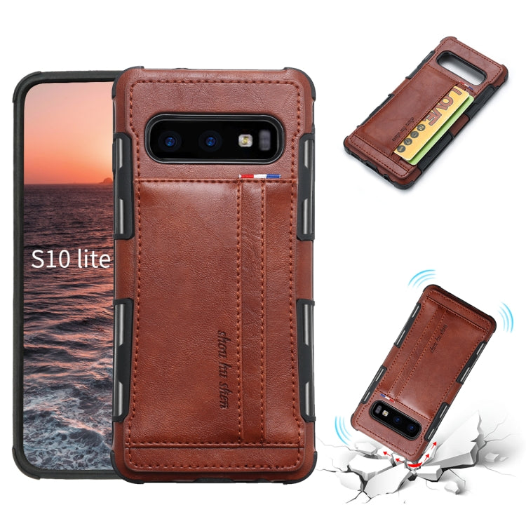 For Galaxy S10e PU + TPU Shockproof Protective Leather Case with Card Slots