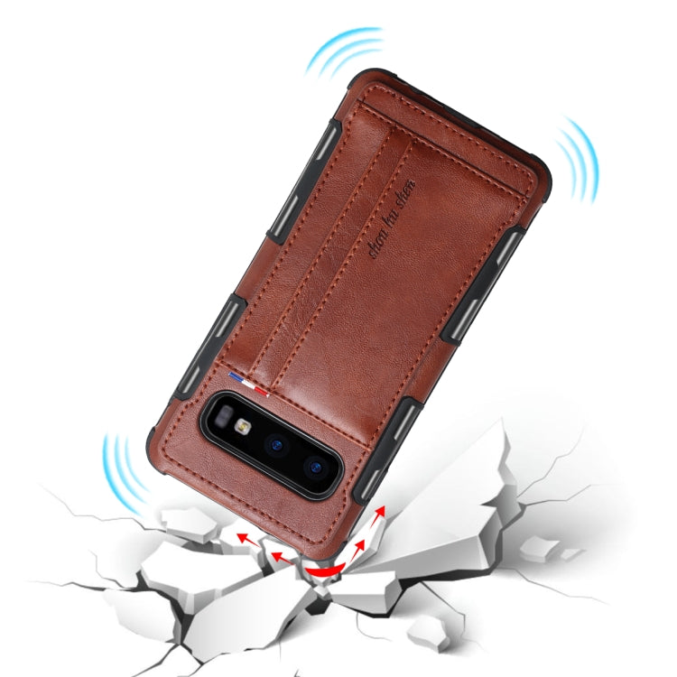For Galaxy S10e PU + TPU Shockproof Protective Leather Case with Card Slots