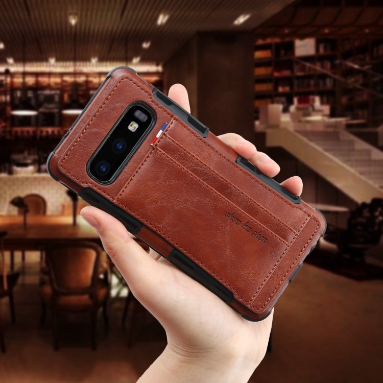 For Galaxy S10e PU + TPU Shockproof Protective Leather Case with Card Slots