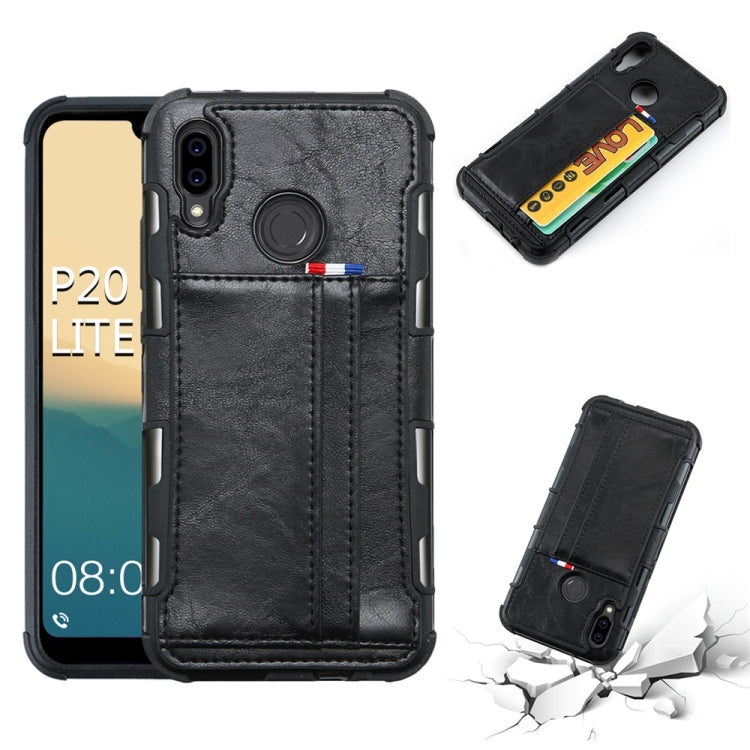 For Huawei P20 Lite PU + TPU Shockproof Protective Leather Case with Card Slots