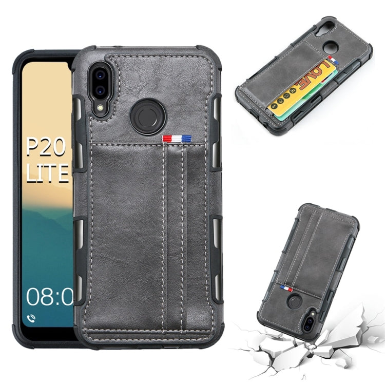 For Huawei P20 Lite PU + TPU Shockproof Protective Leather Case with Card Slots