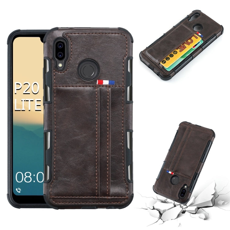 For Huawei P20 Lite PU + TPU Shockproof Protective Leather Case with Card Slots