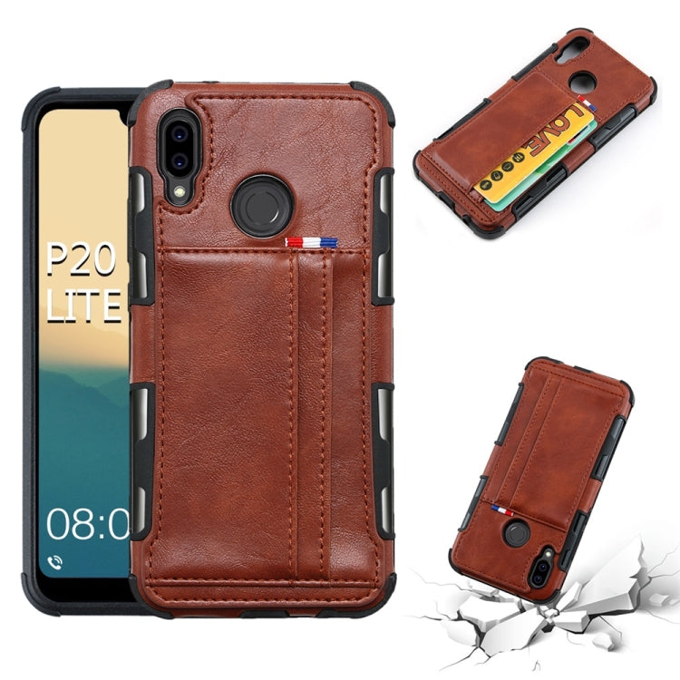 For Huawei P20 Lite PU + TPU Shockproof Protective Leather Case with Card Slots