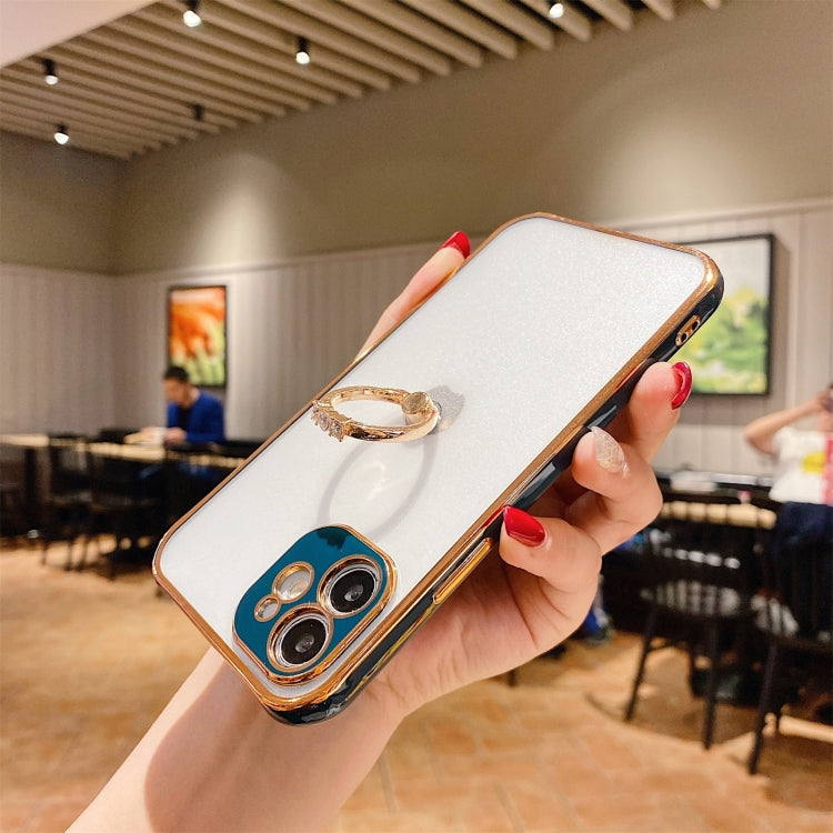 For iPhone 12 Pro Max 2 in 1 Plating TPU Protective Case with Ring Holder