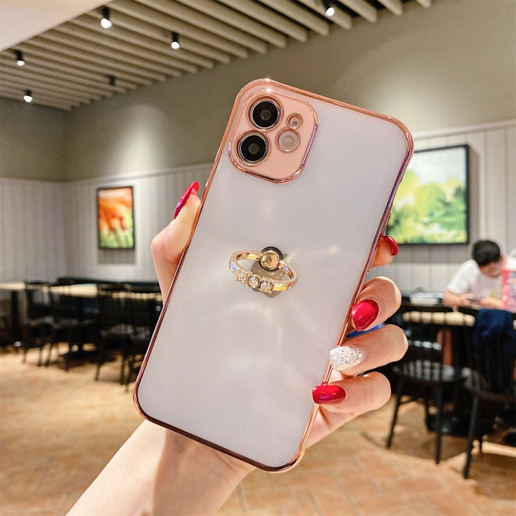 For iPhone 12 Pro Max 2 in 1 Plating TPU Protective Case with Ring Holder