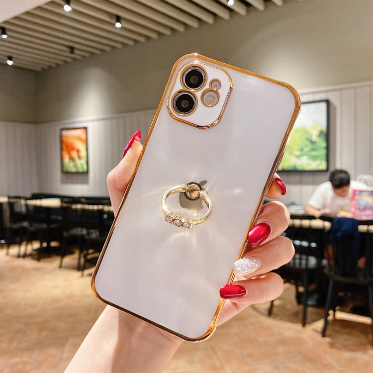 For iPhone 11 2 in 1 Plating TPU Protective Case with Ring Holder