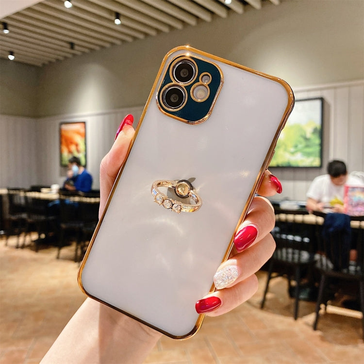 For iPhone 11 2 in 1 Plating TPU Protective Case with Ring Holder
