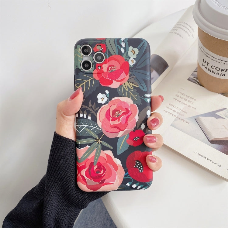 For iPhone 12 Pro IMD Flower Pattern TPU Protective Case