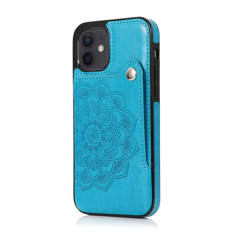 For iPhone 12 mini Embossed Pattern PU + TPU Protective Case with Holder & Wallet & Card Slots