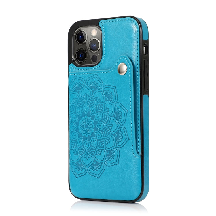 For iPhone 12 / 12 Pro Embossed Pattern PU + TPU Protective Case with Holder & Wallet & Card Slots