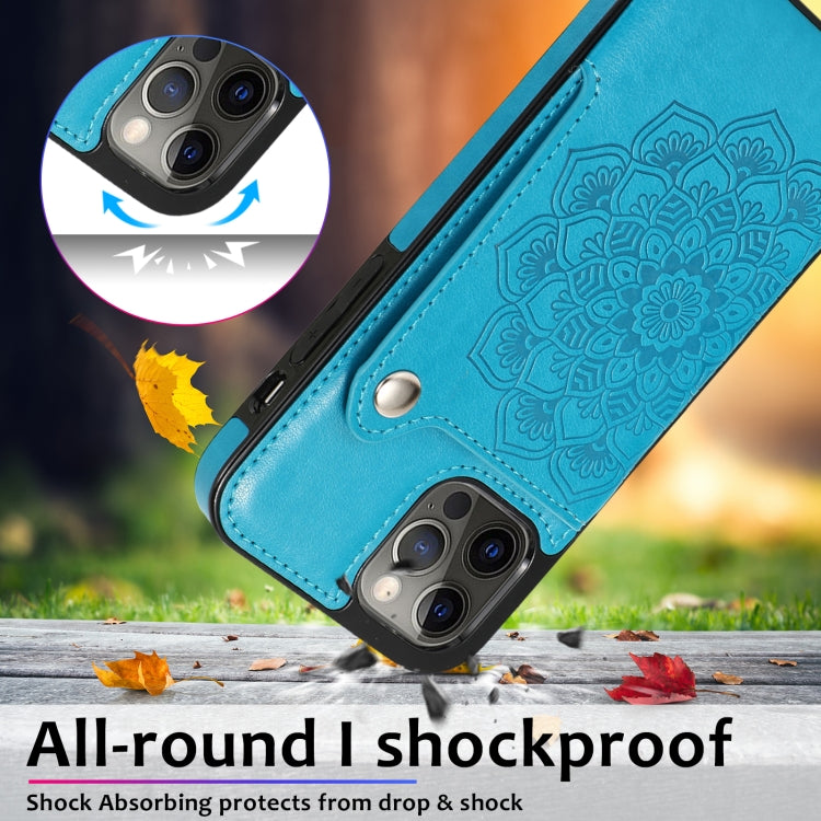 For iPhone 12 / 12 Pro Embossed Pattern PU + TPU Protective Case with Holder & Wallet & Card Slots