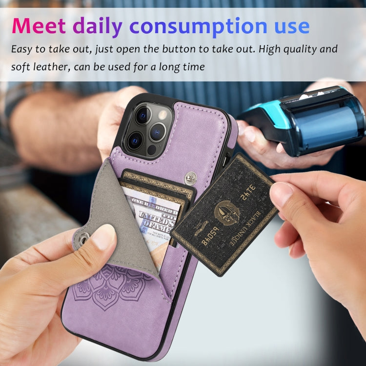 For iPhone 12 Pro Max Embossed Pattern PU + TPU Protective Case with Holder & Wallet & Card Slots