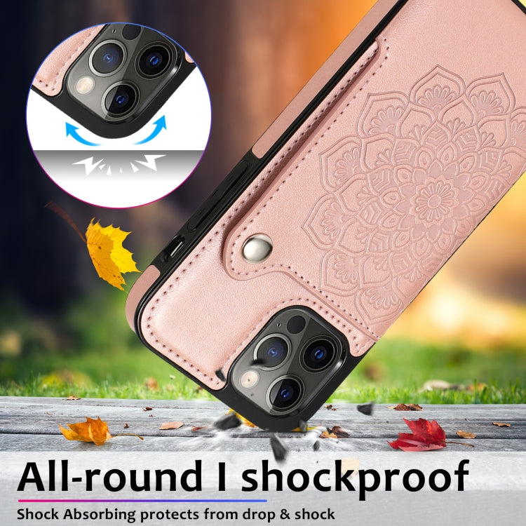 For iPhone 12 Pro Max Embossed Pattern PU + TPU Protective Case with Holder & Wallet & Card Slots