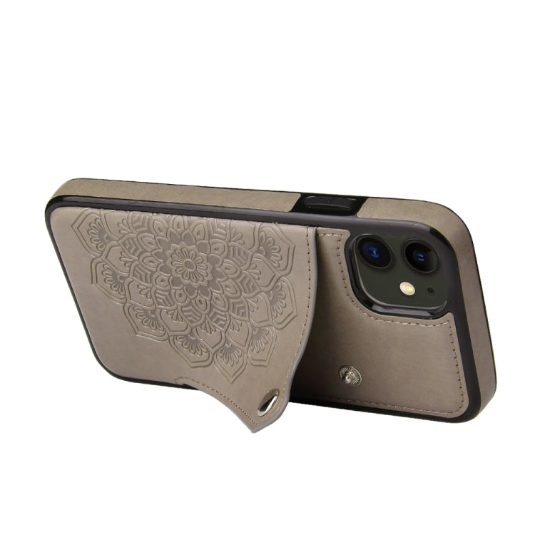For iPhone 11 Pro Embossed Pattern PU + TPU Protective Casewith Holder & Wallet & Card Slots