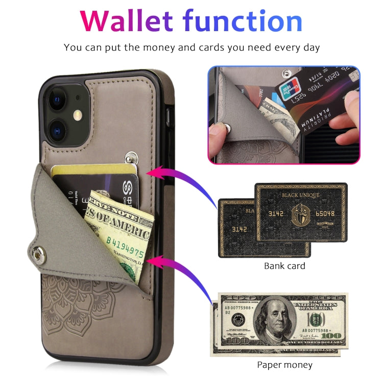 For iPhone 11 Pro Embossed Pattern PU + TPU Protective Casewith Holder & Wallet & Card Slots