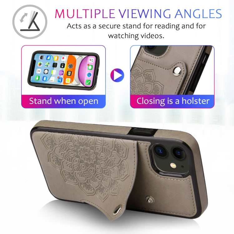 For iPhone 11 Pro Embossed Pattern PU + TPU Protective Casewith Holder & Wallet & Card Slots