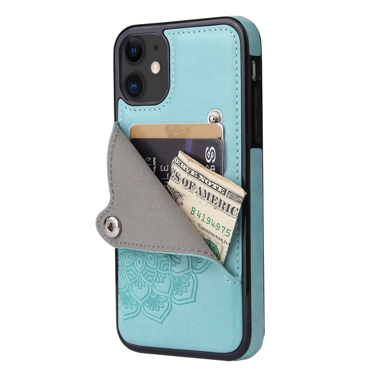 For iPhone 11 Pro Embossed Pattern PU + TPU Protective Casewith Holder & Wallet & Card Slots