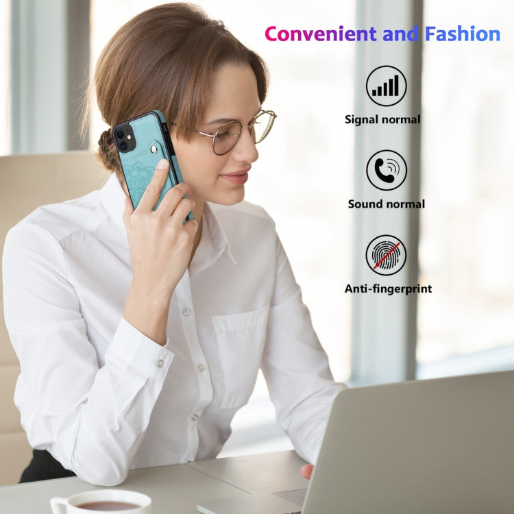 For iPhone 11 Pro Embossed Pattern PU + TPU Protective Casewith Holder & Wallet & Card Slots