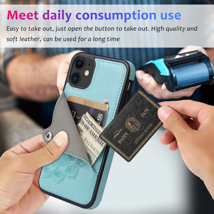 For iPhone 11 Pro Embossed Pattern PU + TPU Protective Casewith Holder & Wallet & Card Slots