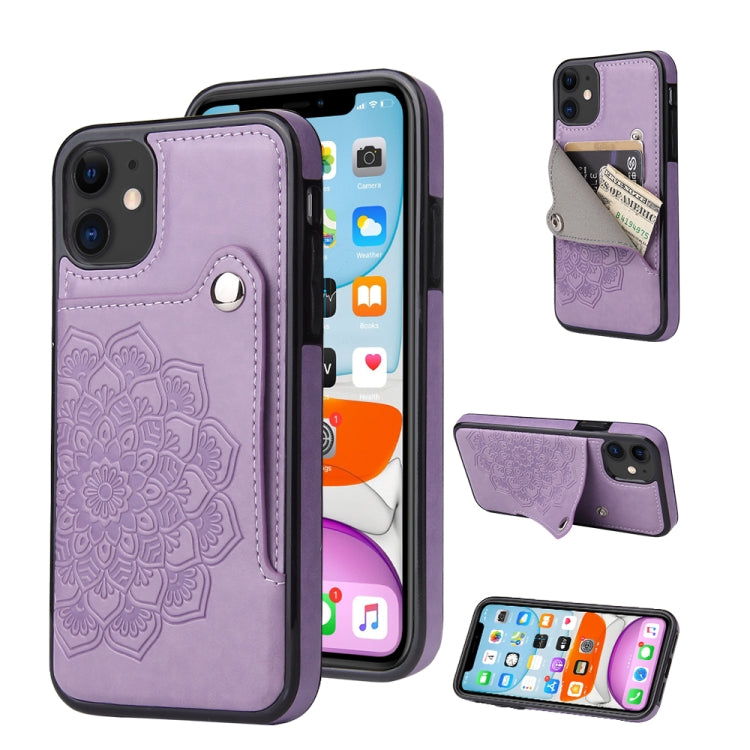 For iPhone 11 Pro Embossed Pattern PU + TPU Protective Casewith Holder & Wallet & Card Slots