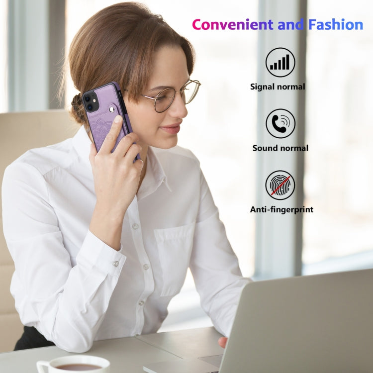 For iPhone 11 Pro Embossed Pattern PU + TPU Protective Casewith Holder & Wallet & Card Slots